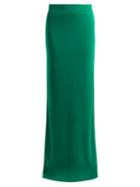 Matchesfashion.com Calvin Klein 205w39nyc - Slit Hem Wool Jersey Maxi Skirt - Womens - Dark Green