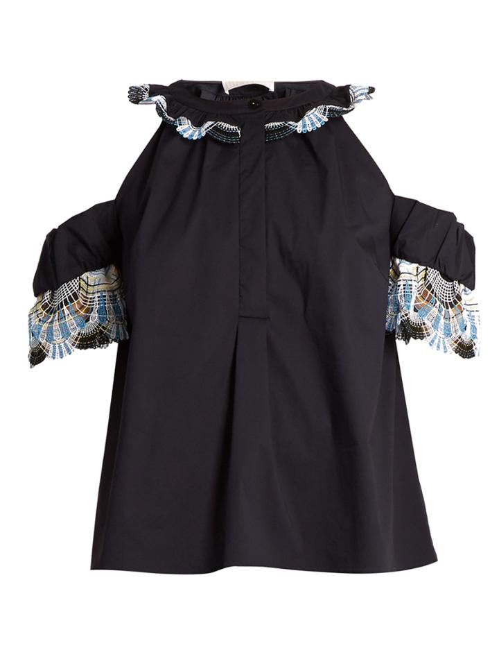 Peter Pilotto Lace-trim Cut-out Shoulder Top