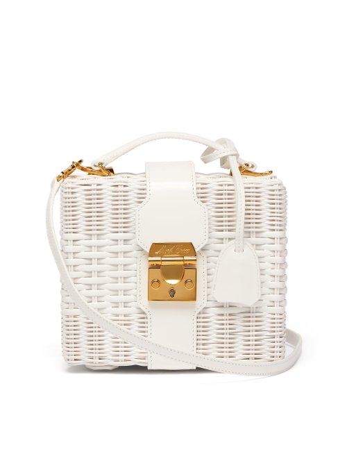 Matchesfashion.com Mark Cross - Harley Rattan Wicker And Leather Box Bag - Womens - White