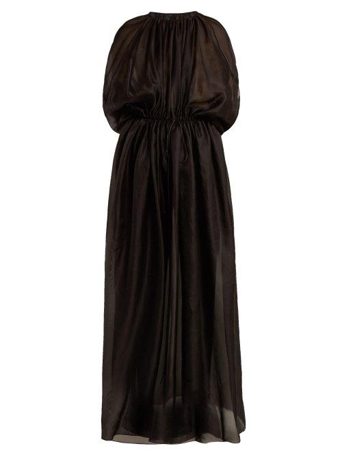 Matchesfashion.com The Row - Regina Gathered Tie Waist Dress - Womens - Black