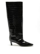 Totme - Crocodile-effect Leather Knee-high Boots - Womens - Black