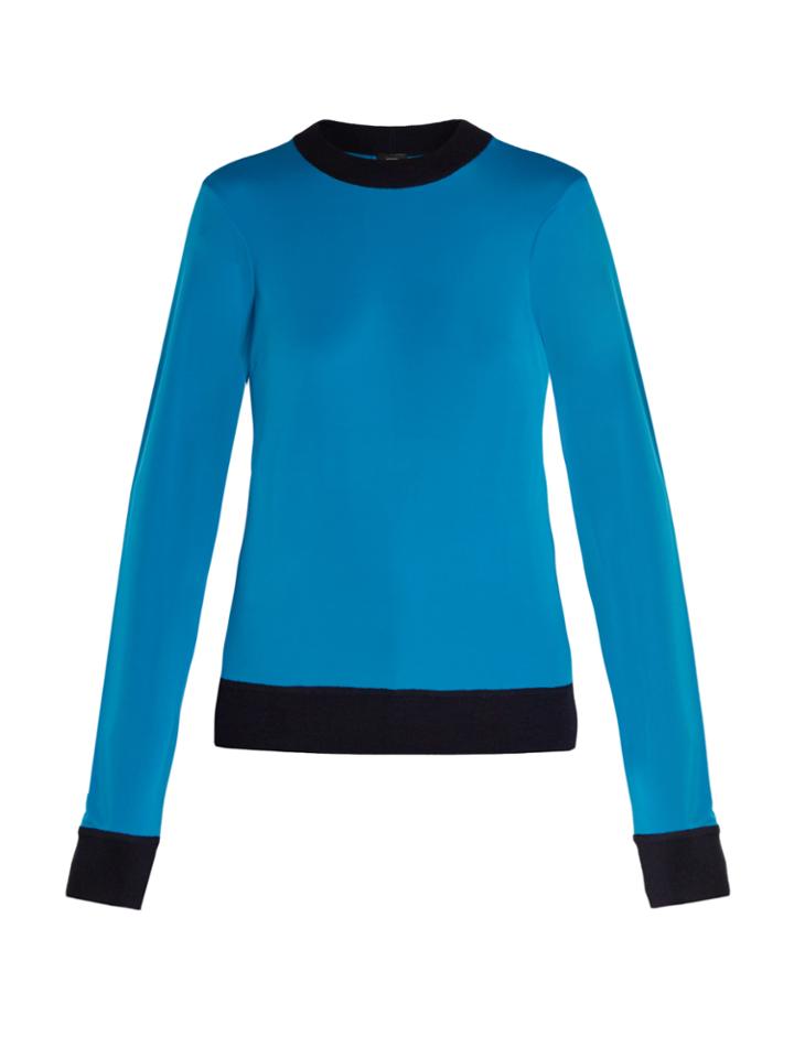 Joseph Roll-neck Knit-trimmed Jersey Sweater