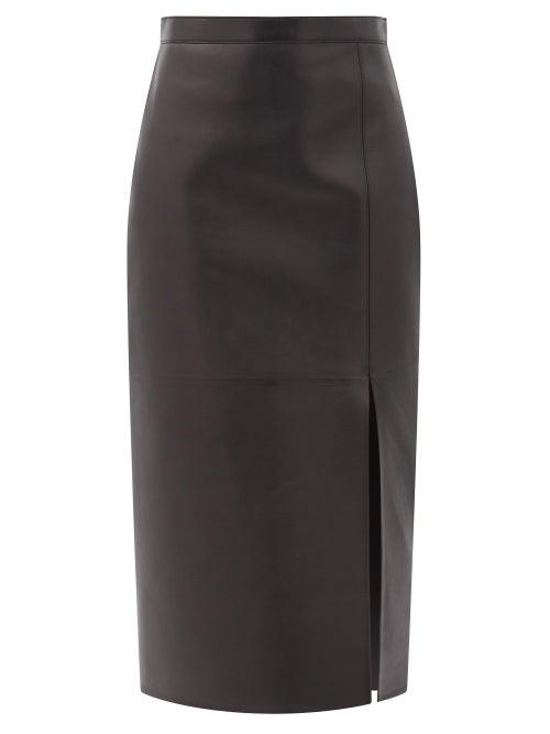 Matchesfashion.com Valentino - High-rise Leather Pencil Skirt - Womens - Black