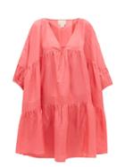 Matchesfashion.com Anaak - Airi Pintucked Silk-habutai Dress - Womens - Pink
