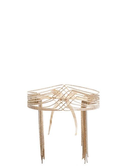 Matchesfashion.com Rosantica By Michela Panero - Crystal Embellished Chain Drop Headband - Womens - Grey Multi