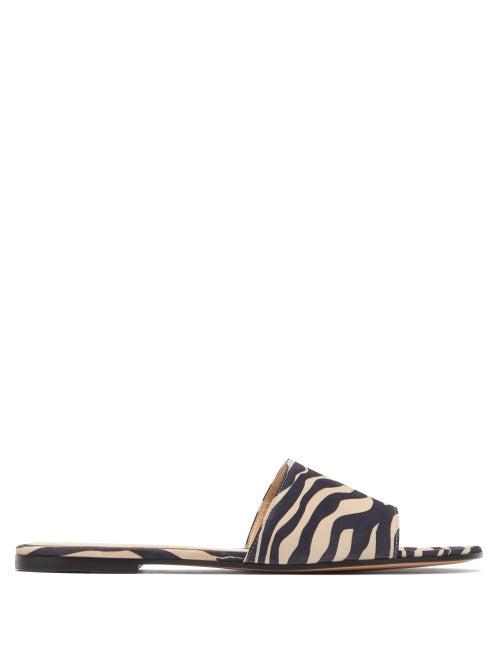 Matchesfashion.com Gianvito Rossi - Zebra-print Suede Slides - Womens - Black Beige