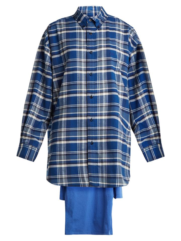 Balenciaga Sweatshirt-detail Checked Cotton Shirt