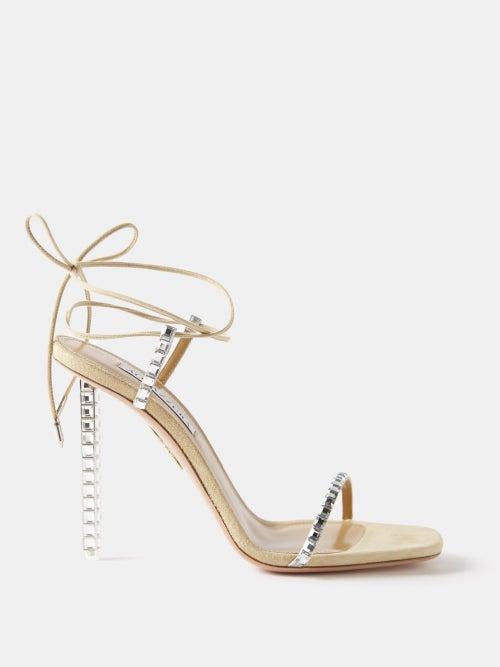 Aquazzura - Rock Chic 105 Suede Sandals - Womens - Nude