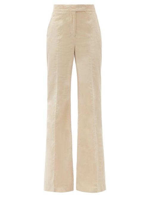 Matchesfashion.com Gabriela Hearst - Leda Flared Organic Cotton-corduroy Trousers - Womens - Beige