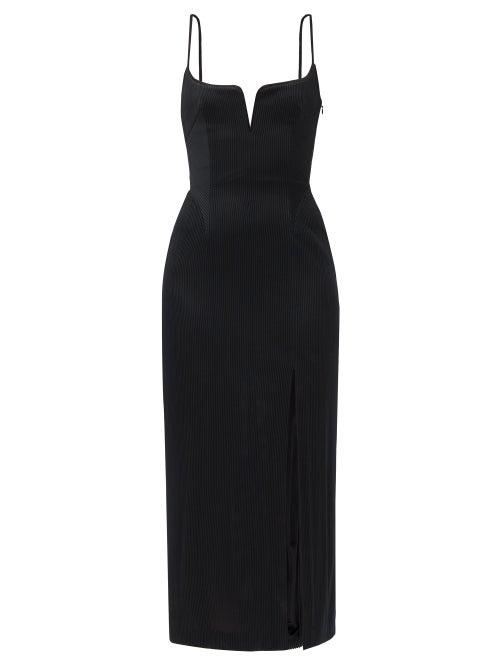 Matchesfashion.com Galvan - Manhattan Sweetheart-neck Ribbed-jersey Dress - Womens - Black