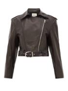 Matchesfashion.com Khaite - Jennifer Silk Lined Leather Biker Jacket - Womens - Black