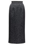 Matchesfashion.com Dolce & Gabbana - High Rise Wool Blend Herringbone Pencil Skirt - Womens - Grey Multi