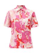 Matchesfashion.com La Doublej - Clerk Peony-print Cotton-blend Poplin Shirt - Womens - Pink Multi