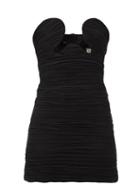 Matchesfashion.com Saint Laurent - Cutout Ruched Georgette Mini Dress - Womens - Black