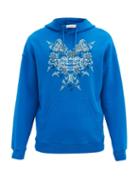 Matchesfashion.com Givenchy - Floral-print Cotton-jersey Hooded Sweatshirt - Mens - Blue