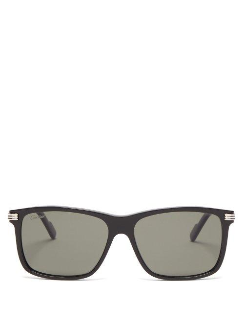 Matchesfashion.com Cartier Eyewear - Square Frame Acetate Sunglasses - Mens - Black