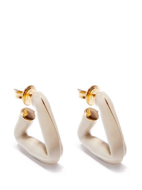 Ladies Jewellery Bottega Veneta - Triangle Enamel & 18kt Gold-plated Earrings - Womens - Cream