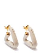 Ladies Jewellery Bottega Veneta - Triangle Enamel & 18kt Gold-plated Earrings - Womens - Cream