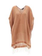 Ladies Beachwear Su Paris - Luma Fringed Striped Cotton-voile Kaftan - Womens - Beige