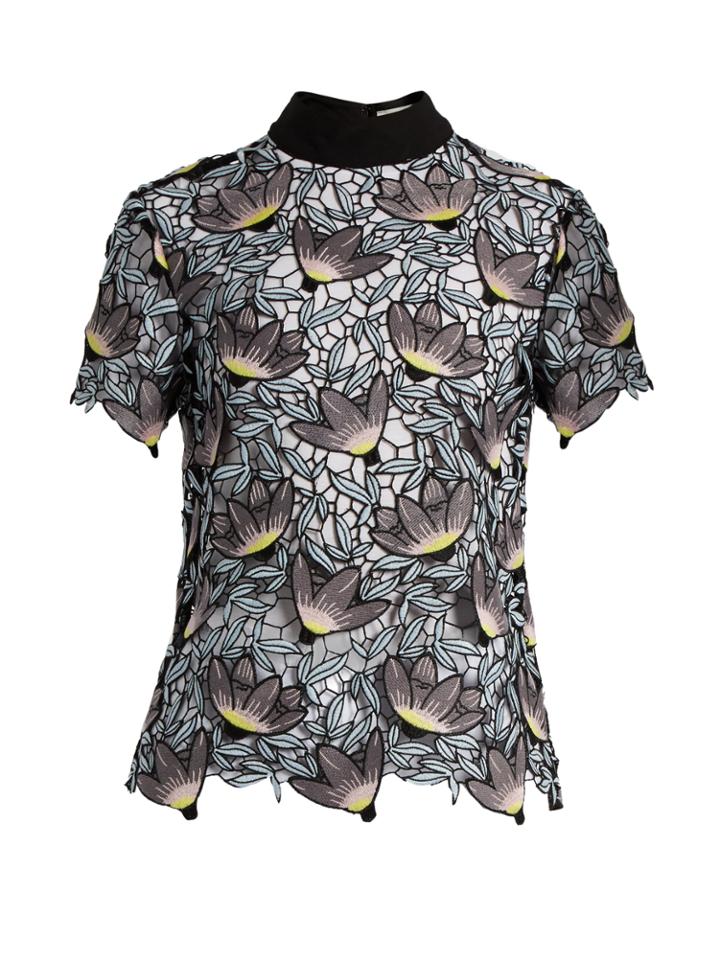 Self-portrait Peony Lace Short-sleeved Top