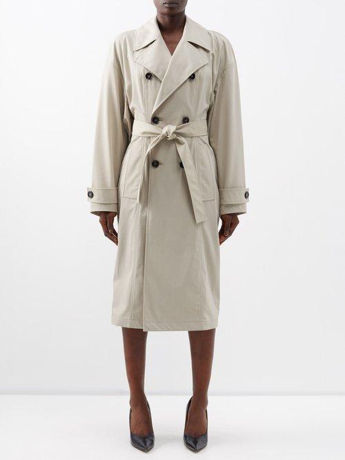 Bottega Veneta - Double-breasted Belted Cotton-blend Trench Coat - Womens - Beige