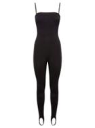 Wolford X Amina Muaddi - Stirrup-cuff Jersey Jumpsuit - Womens - Black