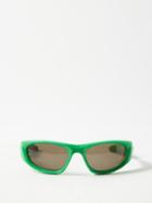 Bottega Veneta Eyewear - D-frame Wraparound Acetate Sunglasses - Mens - Dark Green