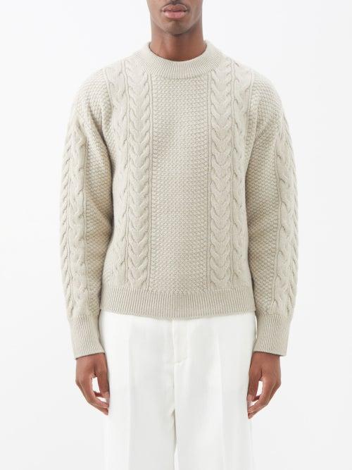 Le17septembre Homme - Cable-knit Wool-blend Sweater - Mens - Cream