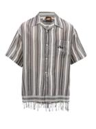 Matchesfashion.com Loewe Paula's Ibiza - Tasselled Striped Cotton Shirt - Mens - Black White