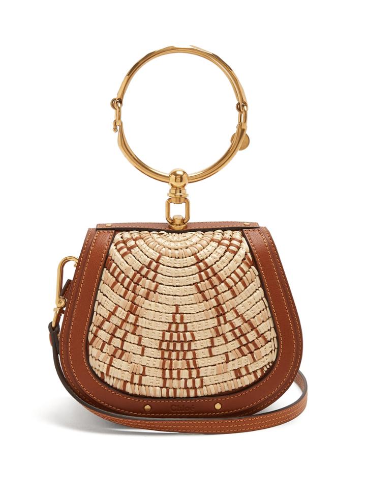 Chloé Nile Small Leather And Raffia Cross-body Bag