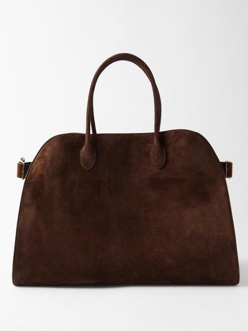 The Row - Margaux 17 Suede Bag - Womens - Dark Brown