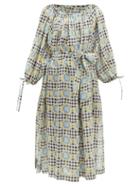 Matchesfashion.com Innika Choo - Frida Wailes Gingham And Floral-print Ramie Dress - Womens - Multi