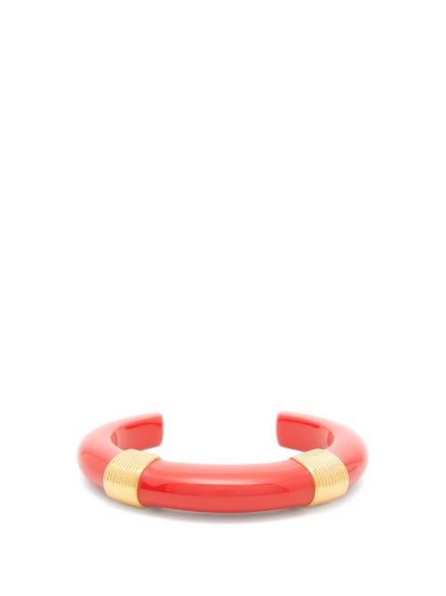 Matchesfashion.com Aurlie Bidermann - Katt Gold-plated And Resin Cuff - Womens - Red