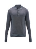 Tom Ford - Silk-blend Long-sleeved Polo Shirt - Mens - Blue