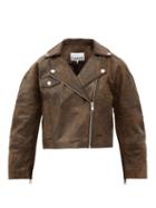 Matchesfashion.com Ganni - Oversized Double-breasted Leather Jacket - Womens - Brown