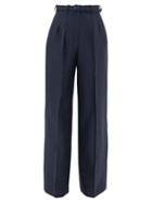 Matchesfashion.com Gabriela Hearst - Vargas Wide-leg Wool-blend Piqu Suit Trousers - Womens - Navy