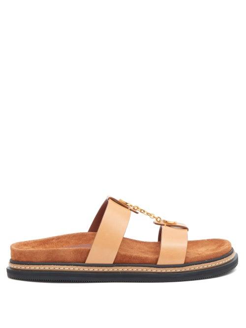 Matchesfashion.com Altuzarra - Rosko Chain And Leather Slides - Womens - Beige