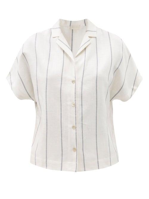 Ladies Lingerie Hanro - Urban Casuals Striped Linen-blend Shirt - Womens - Cream Stripe