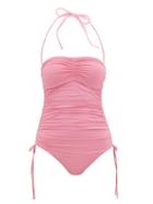 Matchesfashion.com Melissa Odabash - Sydney Ruched Bandeau Swimsuit - Womens - Pink