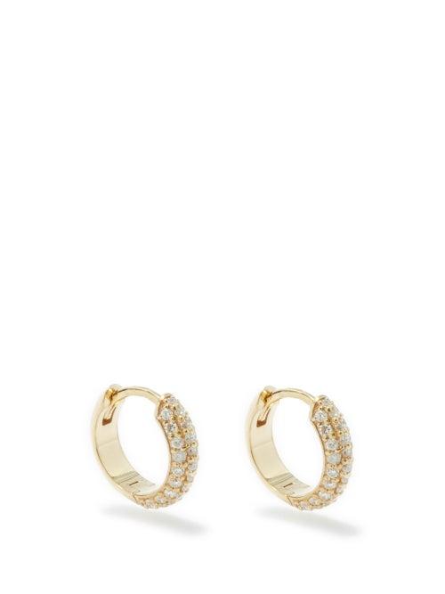 Lizzie Mandler - Diamond & 18kt Gold Hoop Earrings - Womens - Yellow Gold