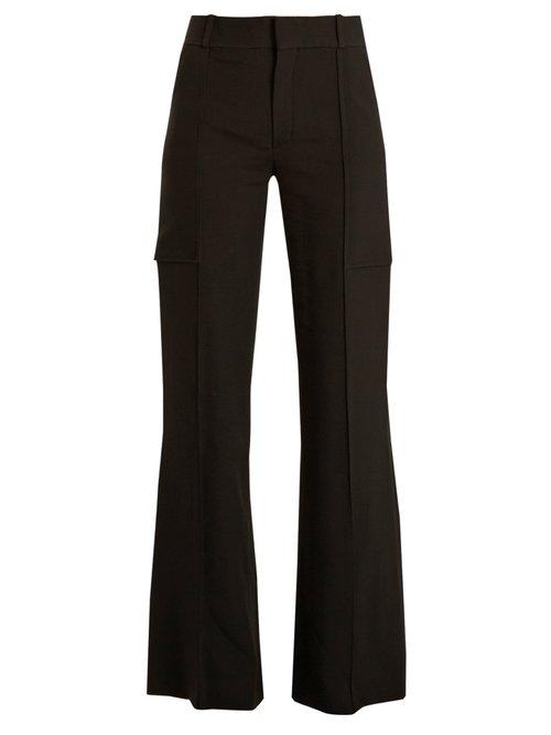 Matchesfashion.com Chlo - Wide Leg Crepe Trousers - Womens - Black
