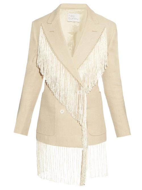 Hillier Bartley Fringed Double-breasted Linen Blazer