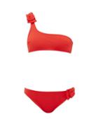 Matchesfashion.com Zimmermann - Zinnia Bow One-shoulder Bikini - Womens - Red