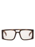 Matchesfashion.com Jacques Marie Mage - Windsor Rectangular Shield Acetate Sunglasses - Mens - Dark Brown