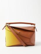 Loewe Paula's Ibiza - Puzzle Edge Small Grained-leather Cross-body Bag - Womens - Tan Multi