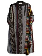 Chloé Short-sleeved Fringed Wool-blend Cape