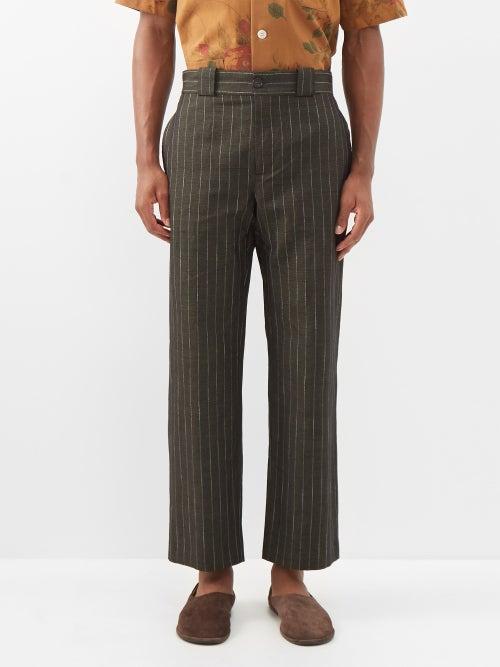 Erdem - Benedict Linen-blend Straight-leg Trousers - Mens - Green