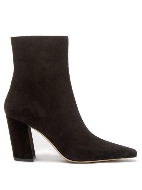 Jimmy Choo - Zadie 85 Point-toe Suede Ankle Boots - Womens - Black