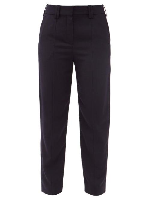 Matchesfashion.com Balmain - High-rise Serge Tapered-leg Trousers - Womens - Navy