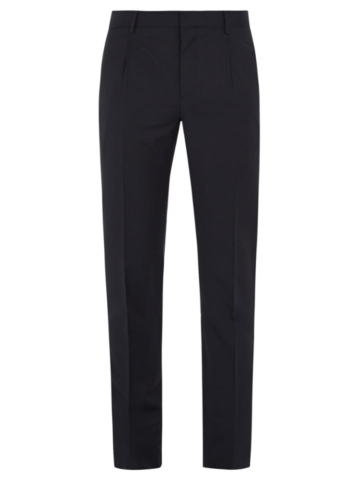 Valentino Slim-leg Pleated Wool-blend Trousers